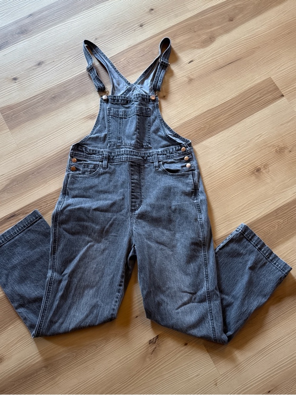 Black Wash Straight Leg Overalls